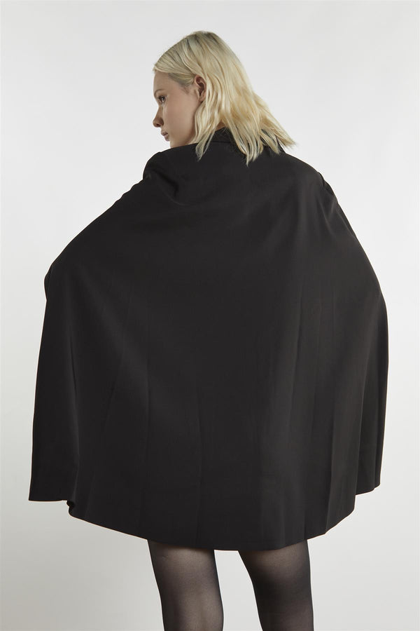 Glamorous Black Blazer-Cape Mini-Dress