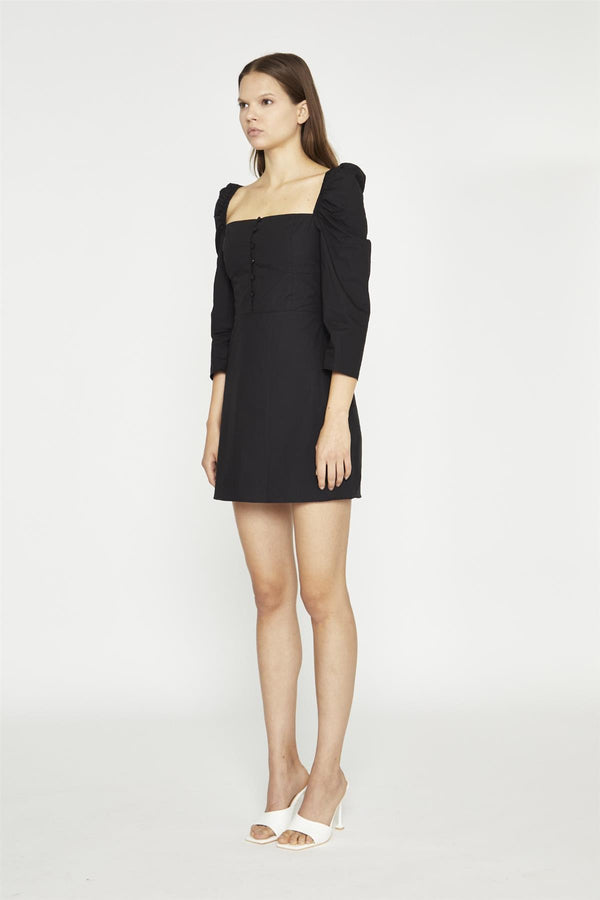 Glamorous Black Button-Front Mini-Dress