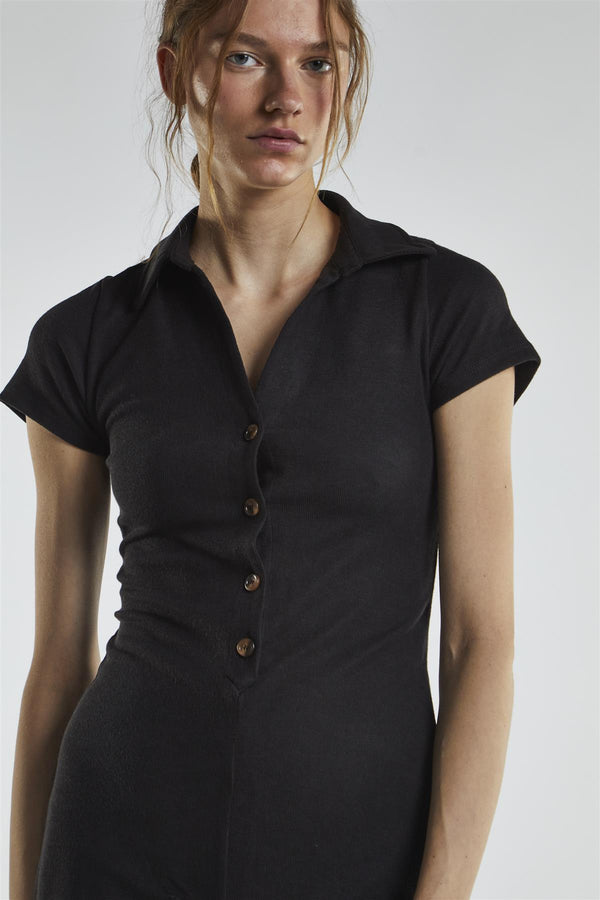 Glamorous Black Button-Front Playsuit