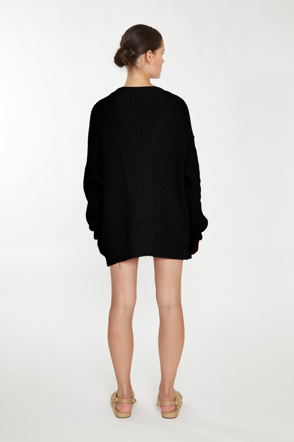 Glamorous Black Cable Knit Cardigan