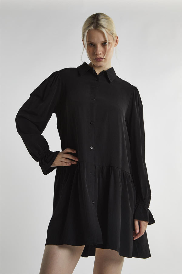 Glamorous Black Collared Mini-Dress
