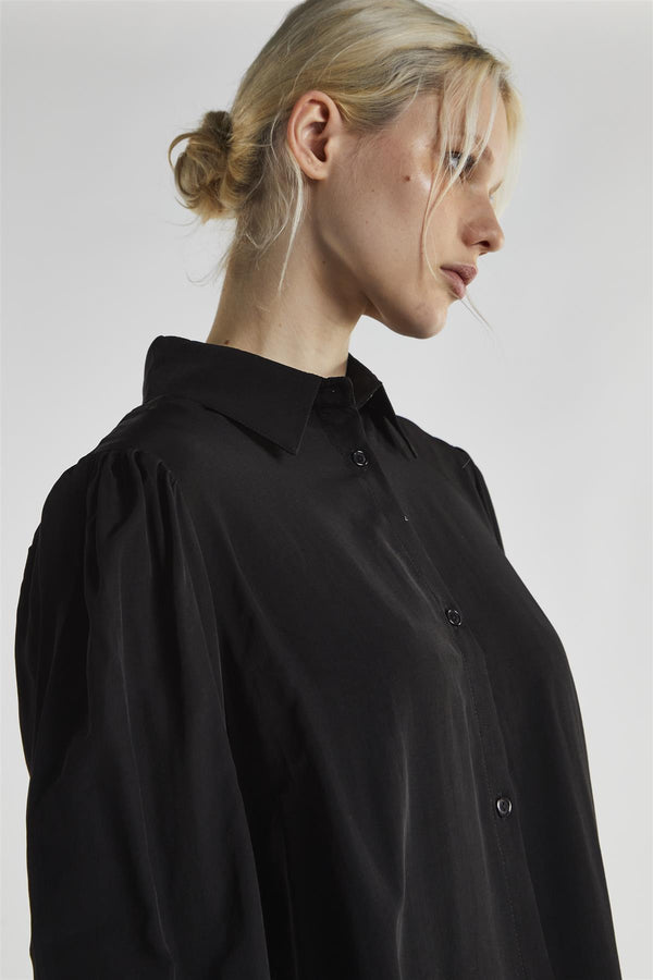 Glamorous Black Collared Mini-Dress