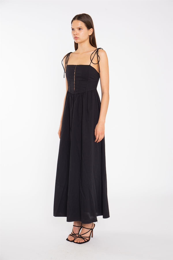 Glamorous Black Corset Front Maxi-Dress
