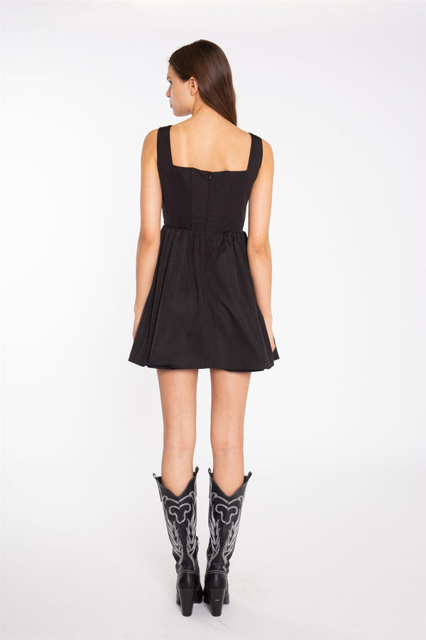 Glamorous Black Corset Skater Mini-Dress