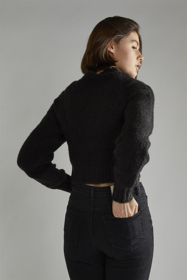 Glamorous Black Crew Neck Crop-Jumper