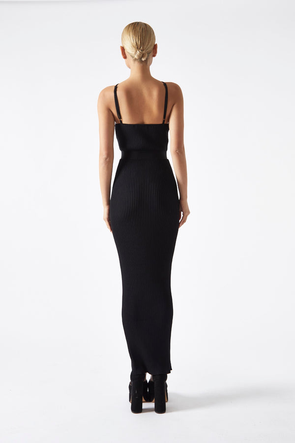 Glamorous Black Cut-Out Knit Midaxi-Dress