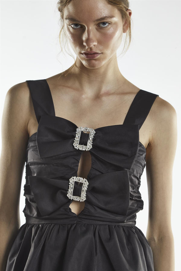 Glamorous Black Diamante Buckle Mini-Dress