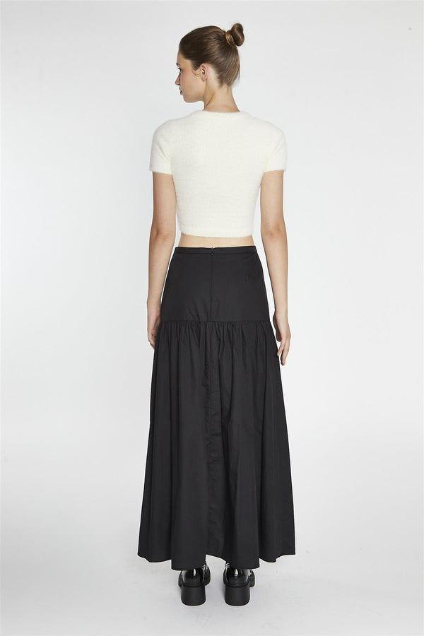 Glamorous Black Dropped Waist Maxi-Skirt
