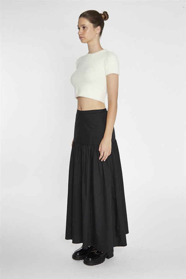 Glamorous Black Dropped Waist Maxi-Skirt