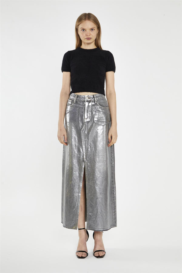 glamorous Black Fluffy Knit Crop-Jumper