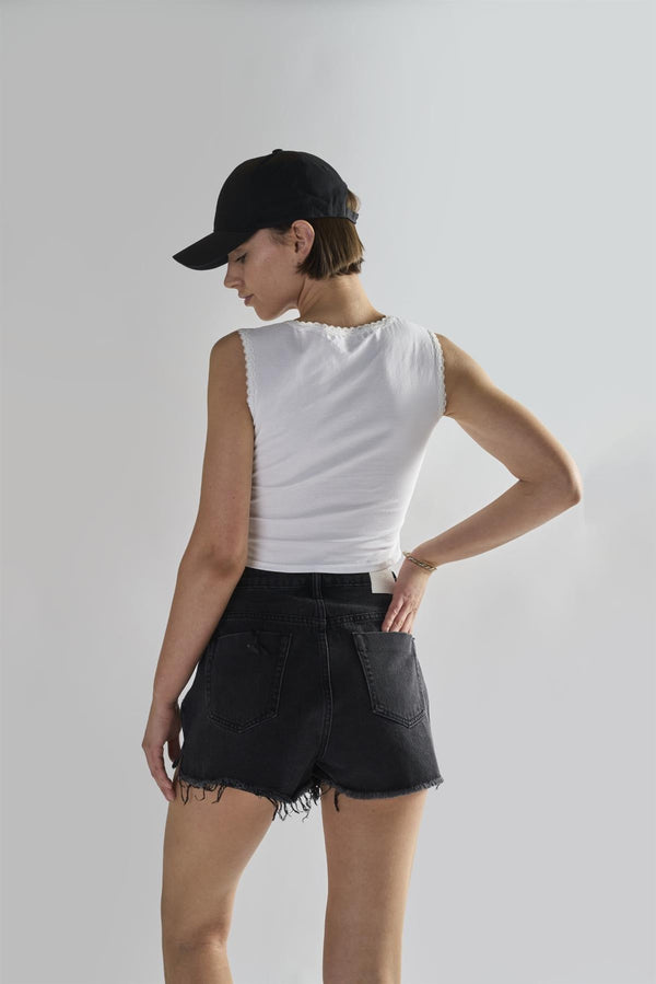 Glamorous Black Frayed Hems Denim Shorts