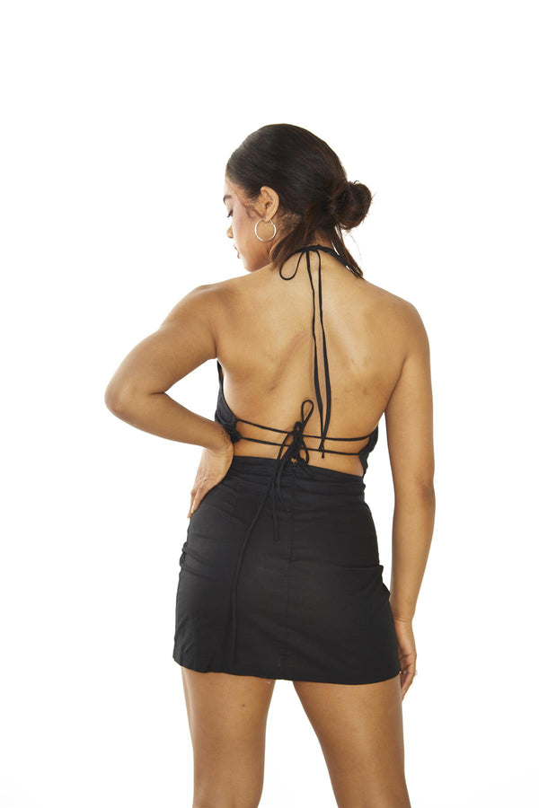 Glamorous Black Halterneck Mini-Dress