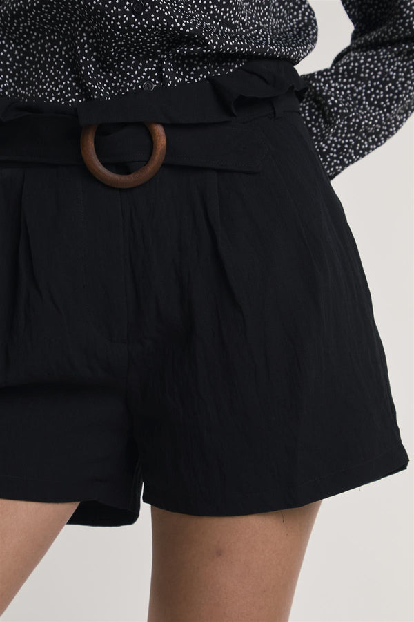 Glamorous Black High-Waisted-Belted Shorts