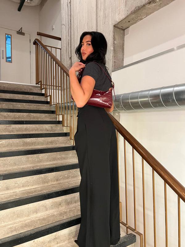 Glamorous Black High-Waisted Wide-Leg Trousers