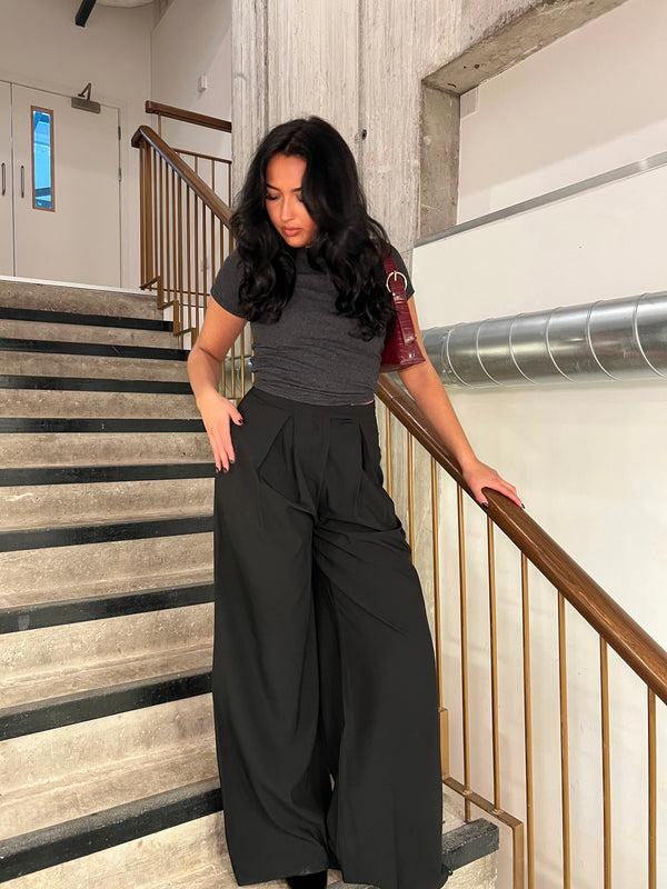 Glamorous Black High-Waisted Wide-Leg Trousers