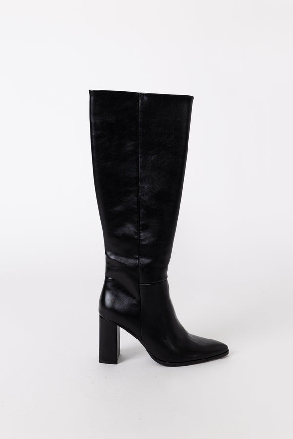 glamorous Black Knee High Pointed Toe Boots