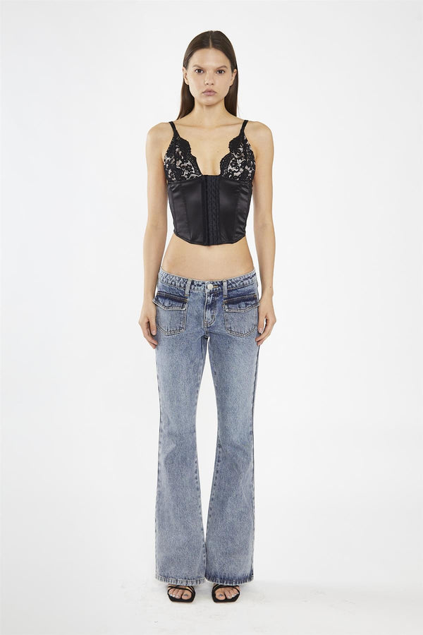 glamorous Black Lace Bust Corset