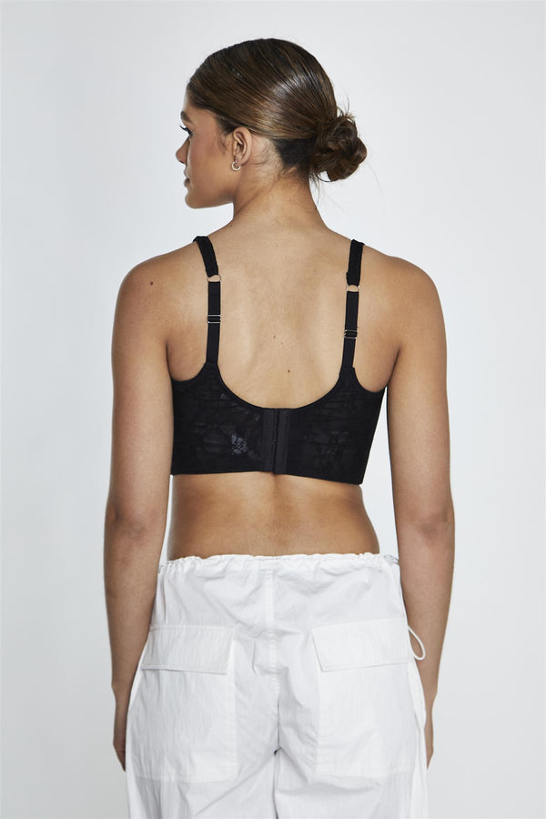 Glamorous Black-Lace Corset Crop-Top