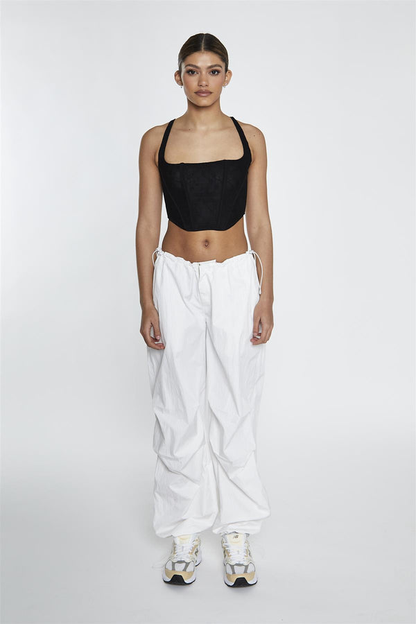 glamorous Black-Lace Corset Crop-Top