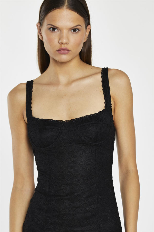 Glamorous Black-Lace Corset Mini-Dress