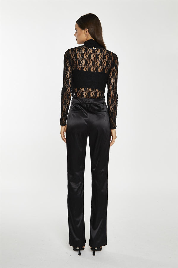 Glamorous Black-Lace High-Neck Bodysuit