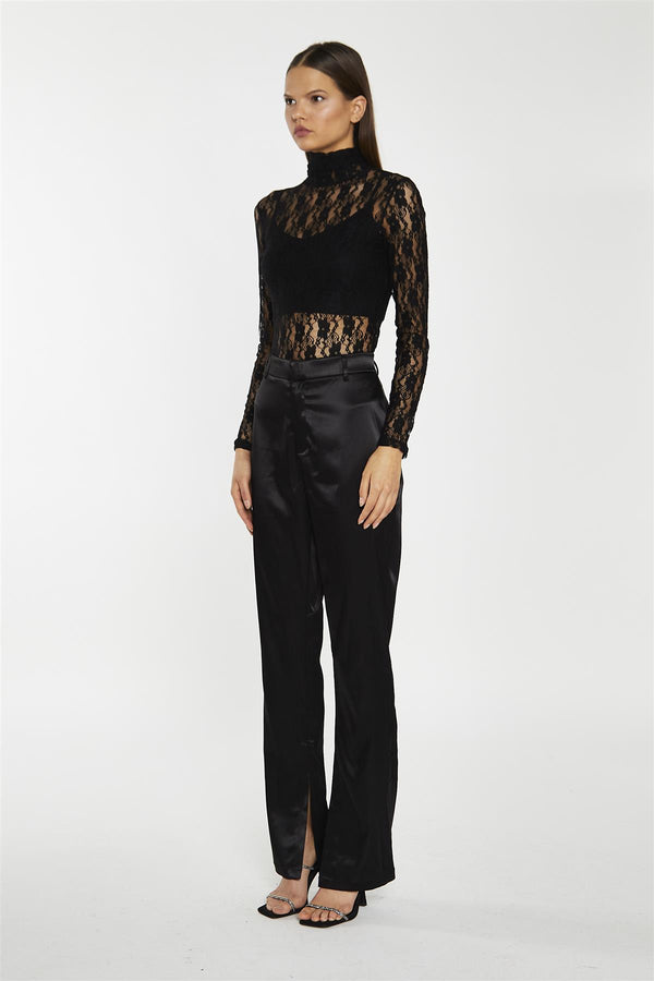 Glamorous Black-Lace High-Neck Bodysuit