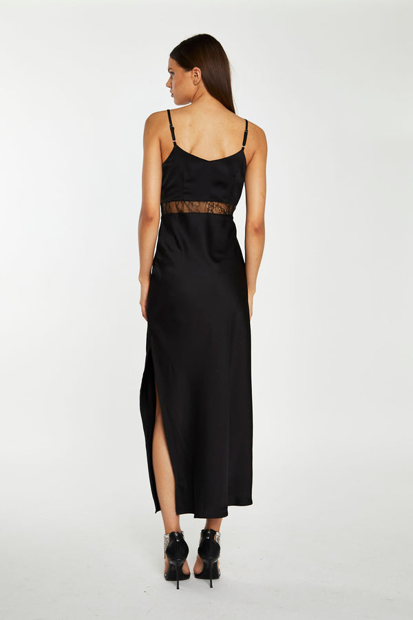Glamorous Black Lace Trim Cami Midaxi-Dress