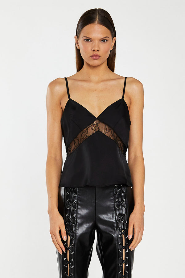 Glamorous Black Lace Trim Camisole Top