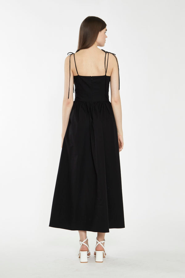 Glamorous Black Lace-Up Bodice Maxi Dress