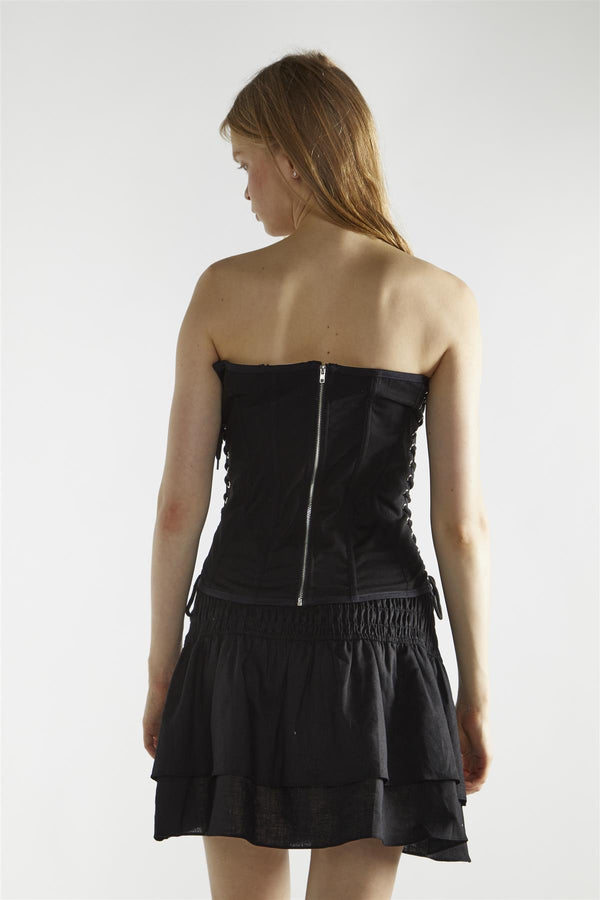 Glamorous Black Lace-Up Corset-Top