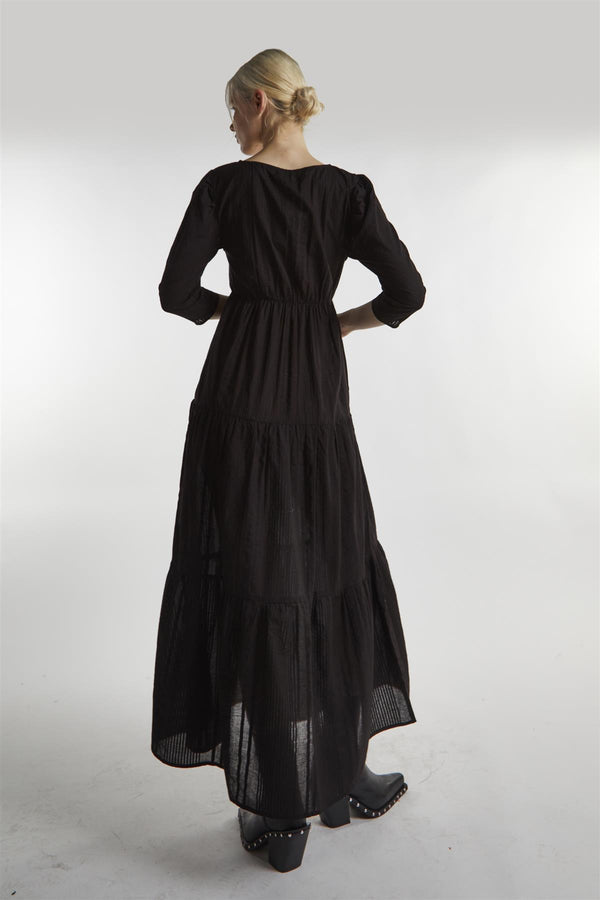 Glamorous Black-Linen Cut-Out Maxi-Dress