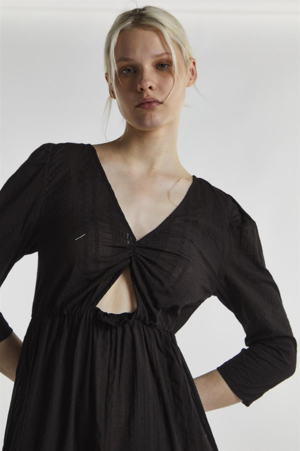 Glamorous Black-Linen Cut-Out Maxi-Dress