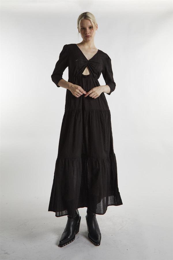 Glamorous Black-Linen Cut-Out Maxi-Dress