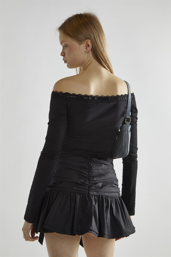Glamorous Black Long-Sleeve Crop-Top