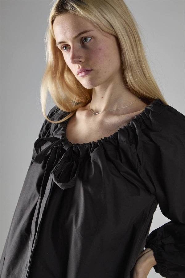 Glamorous Black Long-Sleeve Tie Detail Mini-Dress