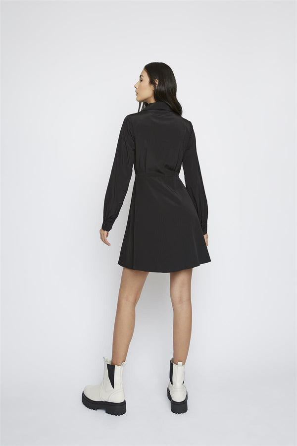 Glamorous Black Long-Sleeve V-Neck Mini-Dress