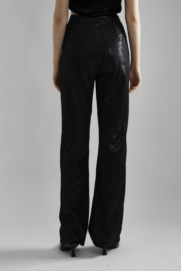 Glamorous Black Metallic-Sequin Slim-Fit Trousers