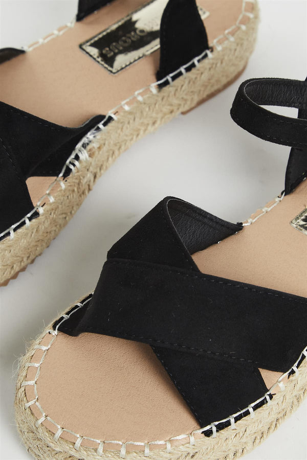 Glamorous Black Micro Espadrille Sandals