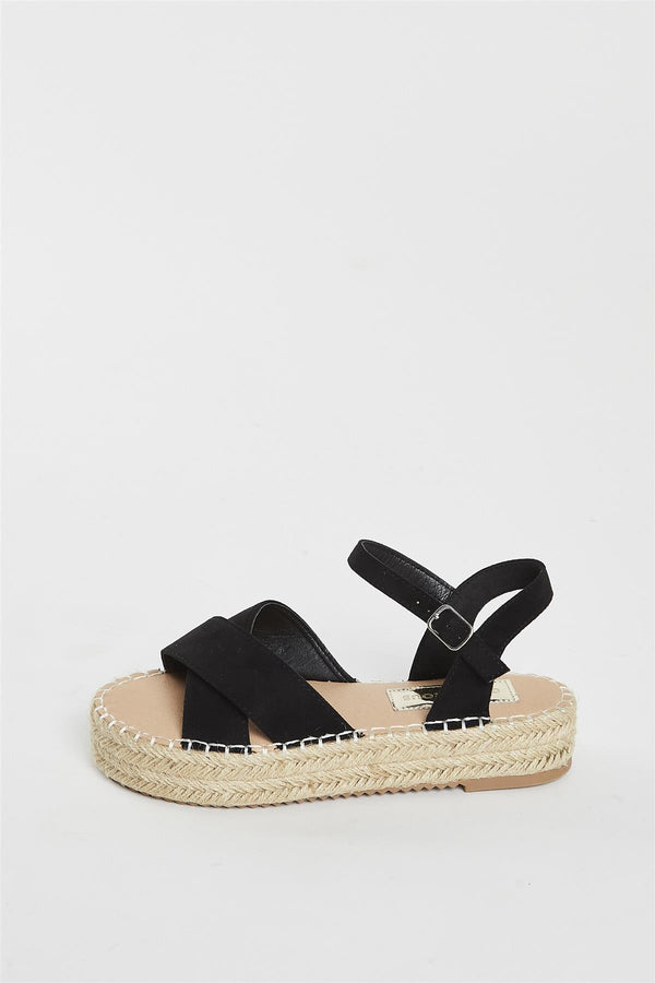 Glamorous Black Micro Espadrille Sandals