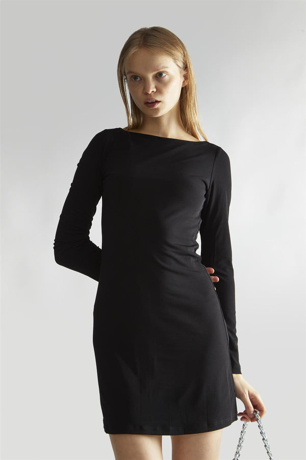 Glamorous Black Open-Back Mini-Dress