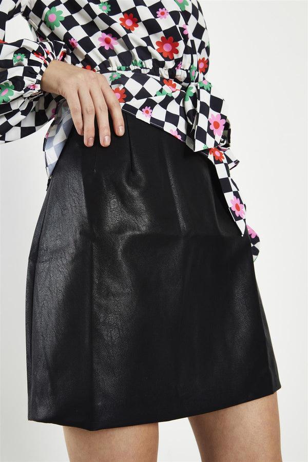 Glamorous Black-PU A-Line Mini-Skirt