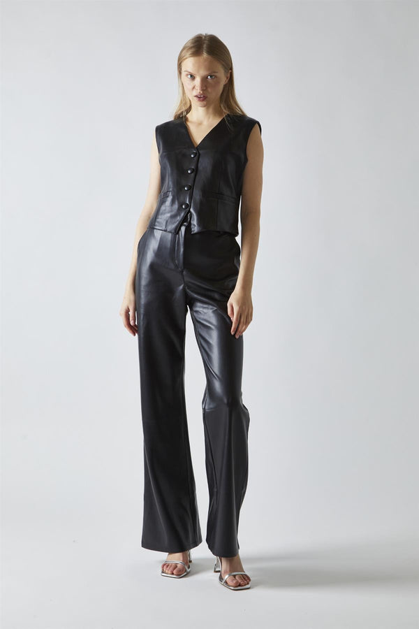 Glamorous Black-PU Classic-Waistcoat