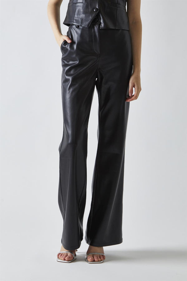 Glamorous Black-PU Flared-Trousers