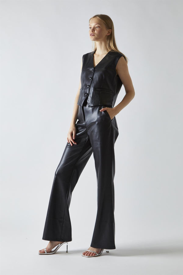 Glamorous Black-PU Flared-Trousers