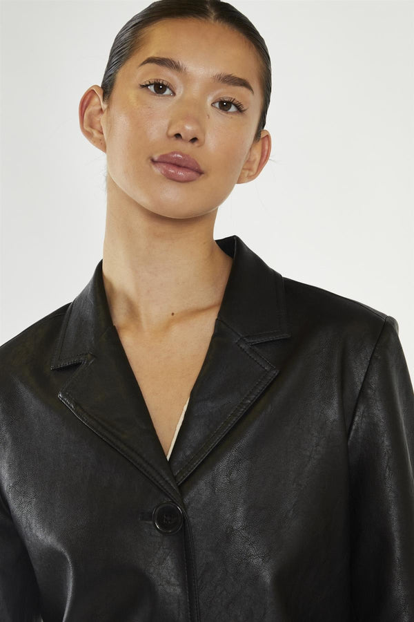 Glamorous Black PU Oversized-Blazer
