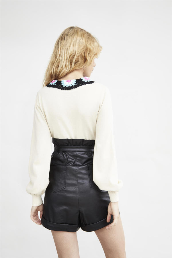 Glamorous Black-PU Paper-Bag Shorts