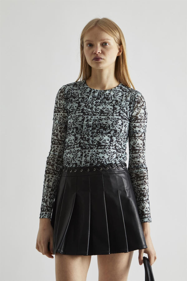 Glamorous Black-PU Pleated Mini-Skirt