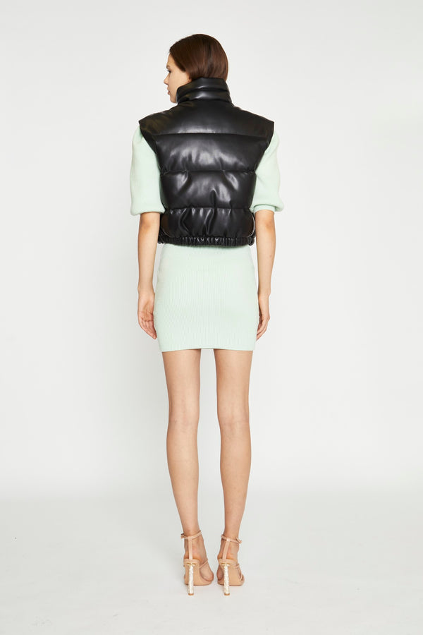 Glamorous Black Pu Puffer Gilet