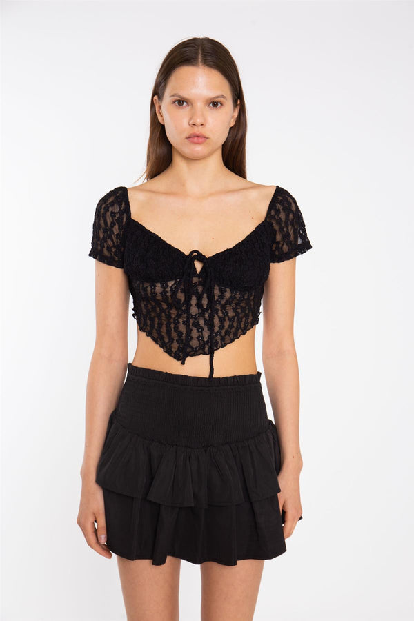 Glamorous Black RaRa Smocked-Waist Mini-Skirt