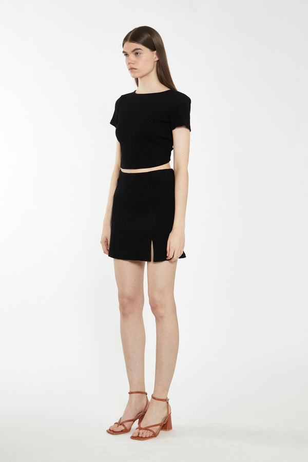 Glamorous Black Rib Open-Back Crop Top